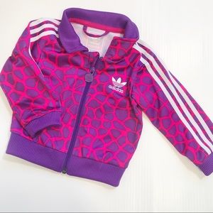 Girls Purple + Pink Adidas Zip Up